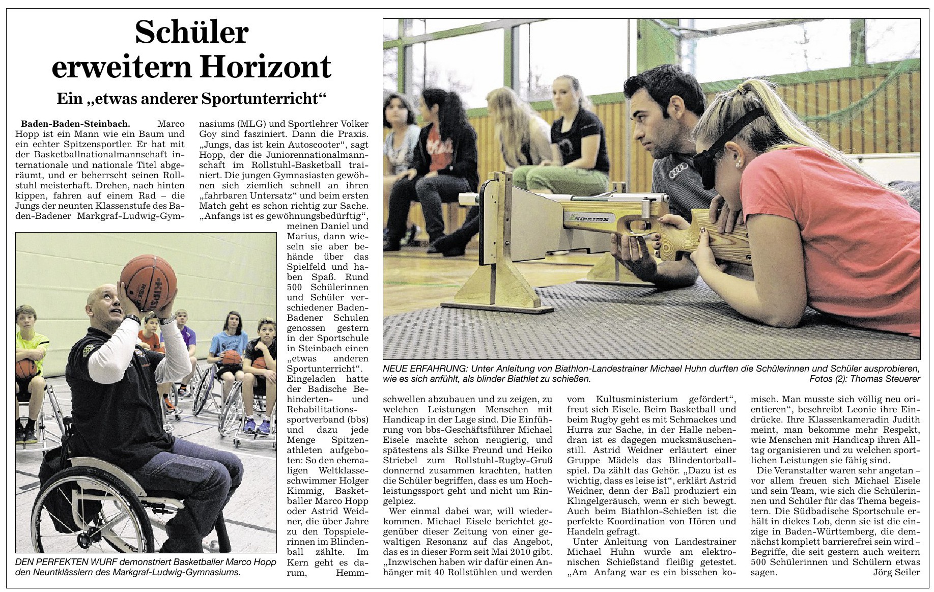 Badische Neueste Nachrichten, 20.12.2013: Schüler erweitern Horizont